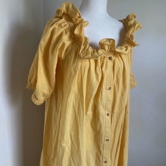 Brand New BY ANTHROPOLOGIE RUFFLE OFF-THE-SHOULDER GAUZE DRESS - Picture 7 of 15